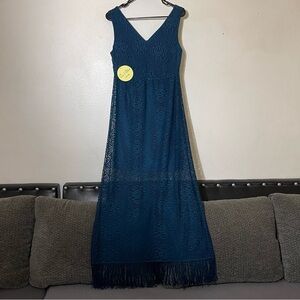 Emma & Michele Teal Lace Maxi Dress